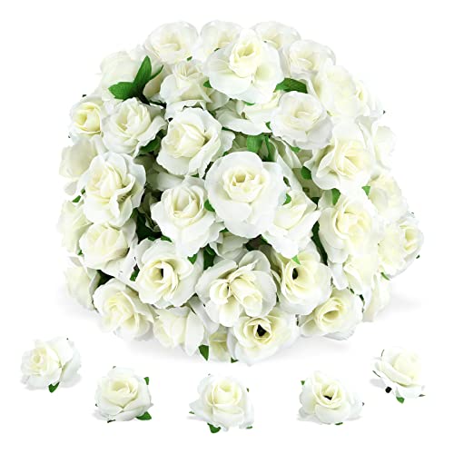 Yinsun 50pcs Mini Rose Artificial Flower Heads, 1.57” Real Looking Silk Rose for DIY Wedding Bouquets Bridal Shower Baby Shower Party Decoration (Ivory) - color: Ivory, size: 1.57 Inch