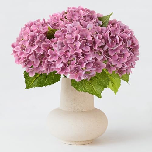 ZYTUYO 4Pcs 20" Real Touch Hydrangea Artificial Flowers Dark Pink Lifelike Fake Latex Hydrangeas for Baby Shower Party Wedding Flower Arrangement Indoor Home Office Xmas Table Decoration - color: Dark Pink