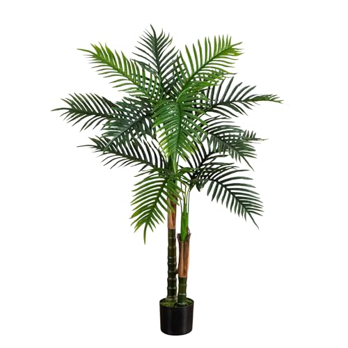 Nearly Natural 4ft UV Resistant Artificial Double Robellini Palm Tree - Indoor/Outdoor
