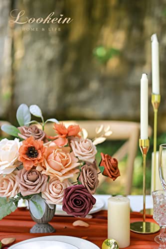 Lookein Artificial Flowers for DIY Wedding Decoration Bridal Bouquet Table Centerpieces Flower Garland Flower Arrangement, Exquisite Terracotta - color: Exquisite Terracotta