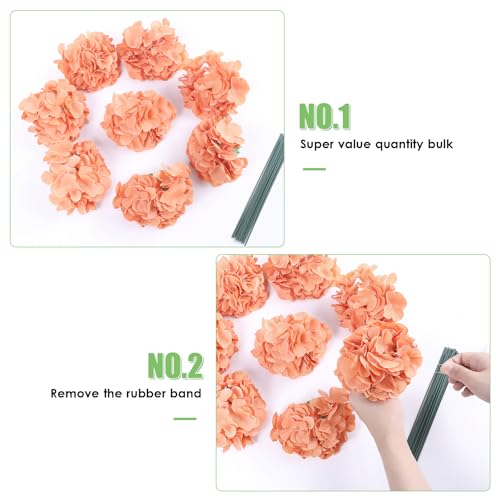 AVIVIHO 65pcs Fake Flowers Terracotta Hydrangea Artificial Flowers Bulk (Not Squished, No Steaming Need) Silk Flowers with Stems for Wedding Decor,Home,Baby Shower,Table Centerpieces Decoration - color: Terracotta, size: Medium