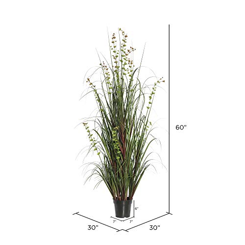 Vickerman Everyday 60" Artificial Green Grass and Eucalyptus with Black Plastic Pot - Faux Grass Plant Decor - Home Or Office Indoor Greenery Accent - size: 60"