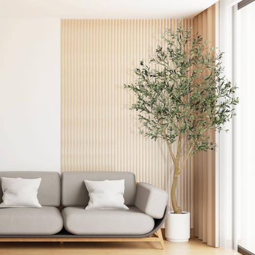 Realead 8ft Faux Olive Tree, Large Realistic Olive Trees Artificial Indoor, Tall Fake Olive Tree with Natural Wood Trunk and Lifelike Fruits for Home Office Decor - size: 8ft