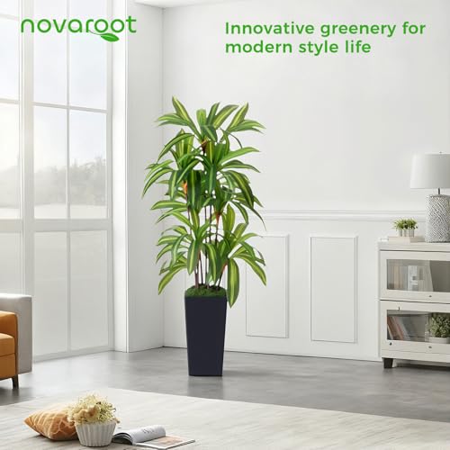 Artificial Dracaena Tree 5FT, Fake Plants with Black Tall Planter - Fake Tree Tall Faux Plants Indoor Floor Plant with Moss - Artificial Plants Indoor for Office Living Room Home Decor