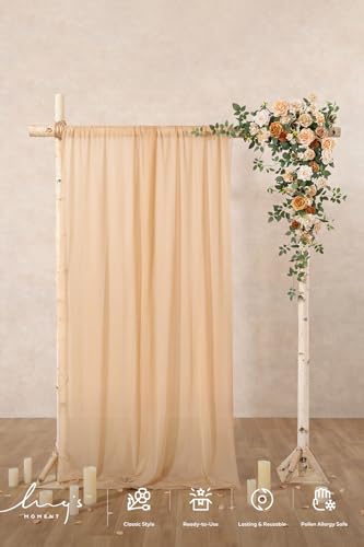 Ling's moment Wedding Arch Flowers - 6.5FT Floral Garland for Ceremony Arbor Backdrop Decoration - Artificial Rose Floral Swag for Sweetheart Table Birthday Party, Baby Shower, Cream Orange - color: Or-apricot & Peach