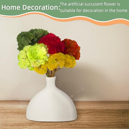 4PCS Artificial Succulent Flower, Plastic Plants Green Artificial Plants for Home Garden, Party, Bedroom Office Decorations, Wedding Decorations(Yellow) - color: Yellow, size: 4PCS