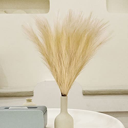 6 PCS Faux Pampas Grass Arrangement - 18"/45cm Artificial Fluffy Pompous Grass Stems for Boho Chic Home and Wedding Decor (Khaki) - color: A7- Khaki