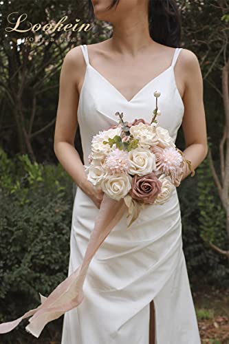 Lookein Artificial Flowers for DIY Wedding Decoration Bridal Bouquet Table Centerpieces Flower Garland Wreaths Aisle Arch Flower Decoration Home Decor, Tender Dusty Rose - color: Tender Dusty Rose