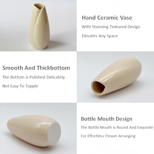 Simple Vase for Flowers Plants, Small Cute Flower Vase for Modern Table Shelf Home Decor Wedding Boho Decor, Farmhouse (1pc-HBP-White) - color: 1pc-hbp-white