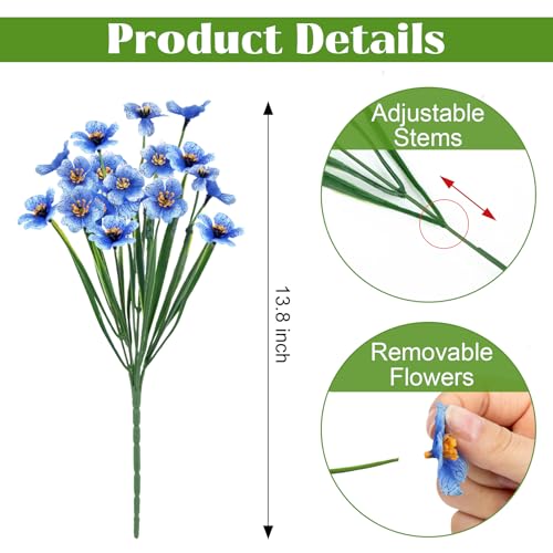 Bassion 24 Bundles Artificial Flowers for Outdoors Decoration, UV Resistant Mixed Color Silk Fake Faux Flowers Artificial Plants for Hanging Basket Outside Window Box Porch Garden Home Decor - color: Multi Color