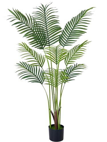 HAIHONG 4FT Artificial Palm Tree,Faux Areca Palm Plant with Real Touch Leaves and Adjustable Branches,Fake Tropical Palm Tree for Home Office Indoor Outdoor Modern Decoration - color: Areca Palm Plant, size: 2ft 6in