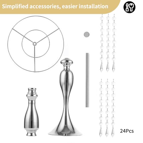10 Pcs 21.3 inches Tall Crystal Metal Vase Wedding Road Lead Flower Holders Centerpiece Crystal Flower Chandelier Metal Flower Vase for Reception Tables Wedding Supplies - color: Silver, size: 10 x L