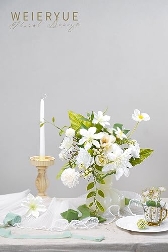 White Artificial Flowers Combo Box - Wedding Decor, Fake Flowers for Home Decor Indoor, Cake Flowers, Faux Flowers for Crafts - color: Fairy White