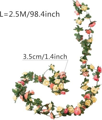 Red Artificial Flower Garland,Peony Vine Flowers Garland Hanging Silk Plants for Wedding,Vine Flowers Hanging Strings for Wedding Arch Table Wall Backdrop Party Decor Artificial Plants and Flowers