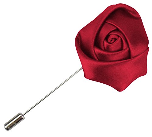 Flairs New York Gentleman's Essentials Premium Handmade Flower Lapel Pin Boutonniere - color: Crimson Red Rose Bud
