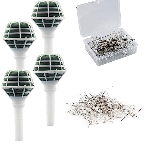 Arlai Box of 4 Bride Wedding Flower Bouquet Holder Foam Floral Handle Bouquet Holder Large for Bride Faux Flowers, Handheld Flowers Decoration with 100 Pieces Flower Bouquet Pins - color: 4 Pcs Bouquet Holder+100 Pcs Pins