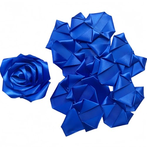 Half-Finished Satin Flower Petals, 100Pcs for DIY Everlasting Roses,Eternal Flowers Bouquets & Floral Art Perfect for Wedding Bouquets, Anniversary (Pre-Made) - color: 100 Pcs Royal Blue
