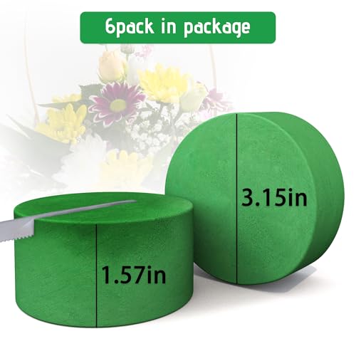 Max Shape 6Pcs Floral Foam Round Blocks, Large Wet and Dry Green Foam for Artificial and Fresh Flower Arrangement,Flower Foam Blocks for Wedding Party Decorations (3.15 Inch) - size: 3.15 Inch