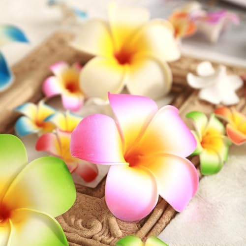 7pcs Hawaiian Flower Hair Clips for Women Girls Plumeria Artificial Flower Clips Bridal Wedding Party Beach Hair Clips - color: 7pcs Plumeria