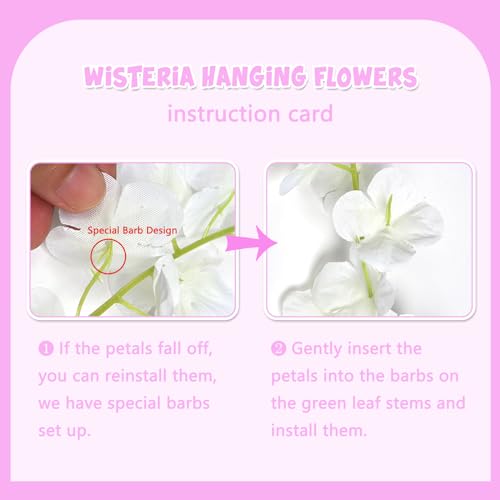 5 Pack Pink Wisteria Hanging Flowers Garland, 3.77 Feet Artificial Flower Vines, Fake Wisteria, Artificial Vines Hanging Garland for Backdrop Outdoor Yard Garden Decor - color: All Pink, size: 5 PCS