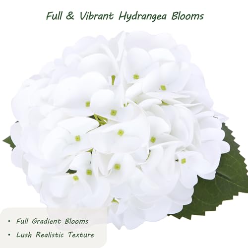 bellacat Real Touch Faux Hydrangea Flowers with 11" Hanging Basket, Fake Hanging Hydrangea Flowers with Realistic Flowers, Artificial Hanging Flowers for Outdoors Porch Patio Balcony (White, 2Pack) - color: White