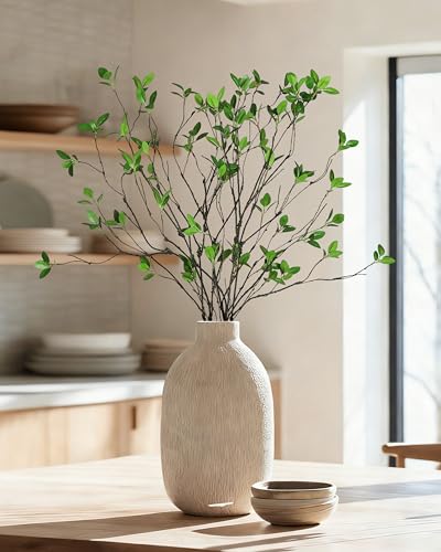 DuHouse 34" 5Pcs Fake Greenery Stems Artificial Ficus Branches Artificial Plants for Home Office Table Vase Filler Decoration(Dark Green) - color: Dark Green, size: 34"