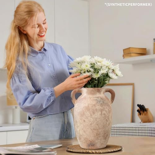 Brown Ceramic Vase-Boho Decorative Vase,Terracotta Tall Vases Decorative Pottery are Suitable for Decorating Living Rooms,Kitchens,and Bedrooms. - color: Brown