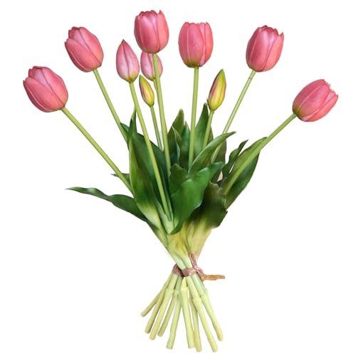 10 Pcs Fake Tulips Tulips Artificial Flowers Real Touch Fake Flowers Artificial Flower Bouquet for Home Table Party Wedding Decoration (Light Purple) - color: Light Purple