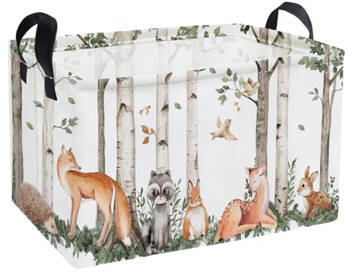 Essme Rectangular Animal Baskets,Kids Storage Box,Cute Basket for Kids with Handles for Room Decor, Book Bins,Shelf Basket.(Tree trunk animals) - color: Tree trunk animals