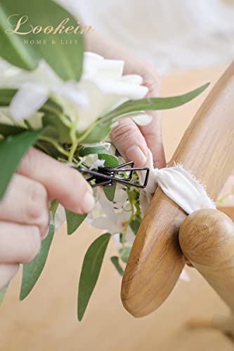 Lookein Set of 8 Pew Flowers for Wedding Ceremony Chair Decorations Bench Decoration Wedding Aisle Chair Decoration, Natural White - color: Romantic White