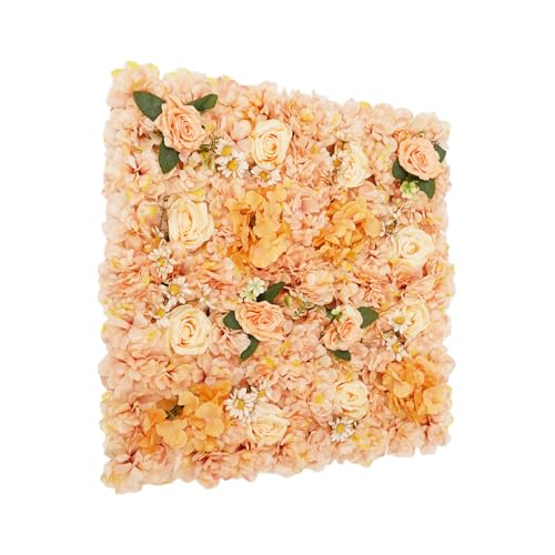 12-Pack Flower Wall Backdrop, 15"x15" Artificial Rose Floral Panels, 3D Silk Hydrangea Flowers Panels for Spring Wedding Photo Photography Backdrop Event Party Decoration (Champagne) - color: Champagne