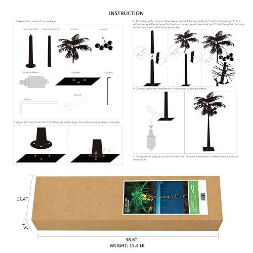 Lightshare Lighted Upgraded 8FT Gorgeous Artificial Lighted Palm Tree, 256 LED Lights, Decoration for Home,Party, Christmas, Nativity, Outside Patio - size: 8ft
