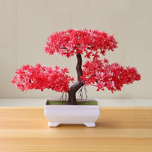 Talent Star Artificial Bonsai Tree Juniper Faux Plants Indoor Small Fake Plants Decor with Pots for Home Table Office Desk Bathroom Shelf Bedroom Living Room Farmhouse Decorations Wedding Tabletop Red - color: Red