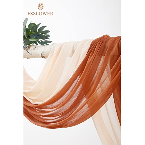 Wedding Arch Flowers with Drapes Kit (Pack of 4) - 2pcs Artificial Terracotta Deluxe Swag with 2pcs Sheer Drapes for Wedding Ceremony Backdrop Rose Floral Decoration Arbor Reception - color: Terracotta, size: Pack of 4