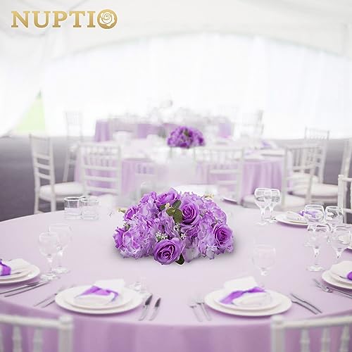 NUPTIO Flower Balls for Centerpieces Wedding: 10 Pcs 14.2 inch Diameter Artificial Flower Ball Arrangement Bouquet Centerpiece for Tables - Light Purple Fake Rose Flowers for Wedding Decor - color: Light Purple, size: 14.2" Diam - 10 PCS