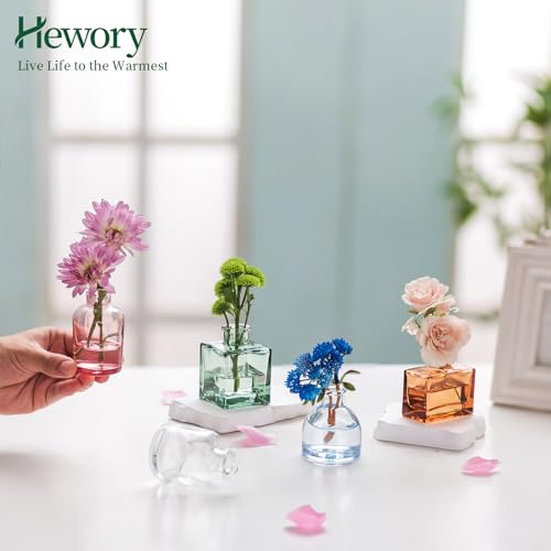 Small Glass Bud Vases for Centerpieces - Hewory 40pcs Colored Sturdy Cute Flower Vases Bulk, Mini Bottle Vase for Wedding Home Decor Birthday Party Events Mother's Day Bridal Shower Gifts Table Decor - color: Colored, size: Mini-40pcs