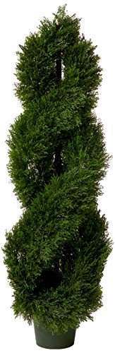 Nearly Natural Double Pond Cypress 4 ft. H Spiral Topiary UV Resistant with 1036 Leaves (Indoor/Outdoor) - size: 10 in x 48 in x 10 in