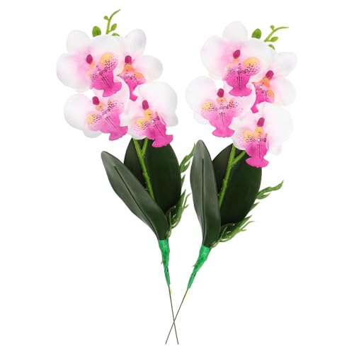 uxcell 2 Pcs Artificial Phalaenopsis Fake Flowers, 15 Inch Real Touch Artificial Floral Fake Bouquet for Wedding Bride Shower Gift Home Decor DIY Crafts, White - color: White, size: 15 Inch