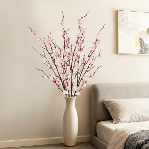 4 Pcs Cherry Blossom Branches 39 Inch Pink Fake Flowers Spring Decorations for Home Decor, Artificial Flowers Long Stem Branches for Vase Wedding Office Party Table Decor Centerpieces - color: Pink, size: 4 Pcs
