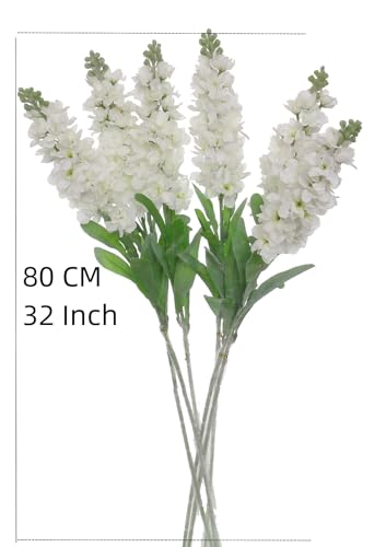 Set of 6 Stems 32" Artificial Antirrhinum Snapdragon Silk Flowers (White) - color: White