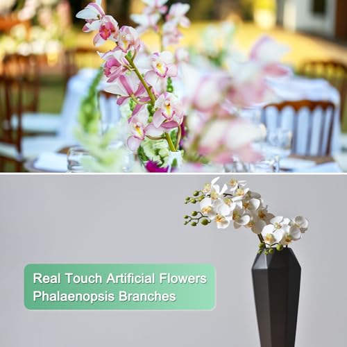 M METERXITY 6-Pack Artificial Orchid Flowers 9 Large Petals 37 Inch Faux Phalaenopsis Silk Bouquets Real Touch Purple Fake Orchids for Home/Wedding/Christmas/Party/Garden/Office - color: Purple