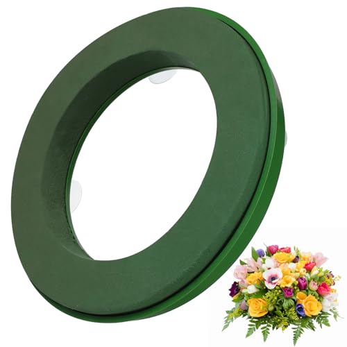 Sewroro 12-Inch Floral Foam Ring with Mud Block and Suction Cups for DIY Wedding Car Decoration Floral Arrangements and Wreath Making