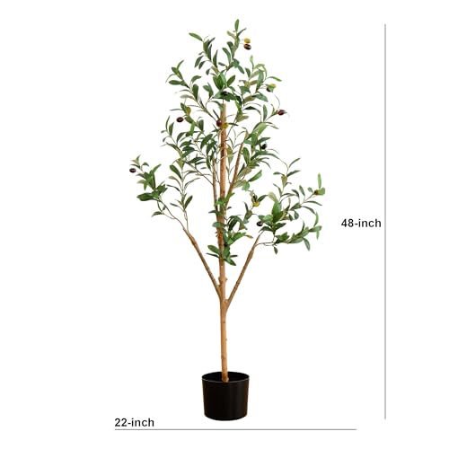 Nearly Natural Olive Tree Artificial Indoor 4FT Tall Silk Faux Olive Tree for Home and Office Decor, Fake Potted Olive Tree with Natural Wood Trunk, Realistic Olive Tree Branches and Lifelike Fruits - size: 4ft