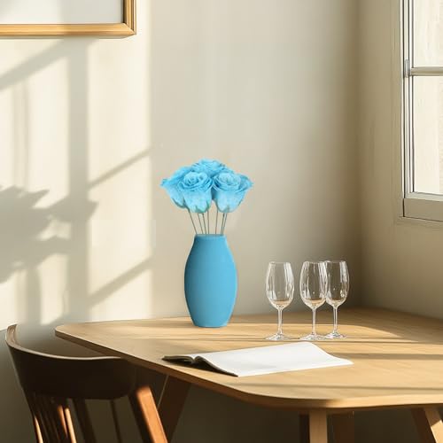 Light Blue Roses Artificial Flowers,30PCS Fake Glitter Roses with Stem for Wedding Bouquet Party Christmas Home Decor(Light Blue) - color: Light Blue
