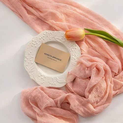 Keketoarrange 6pcs Pink Table Runner Cheese Cloth Rustic Gauze Cheesecloth Table Runner 120 Inch 10 FT for Wedding Baby Bridal Shower Sheer Boho Spring Easter Home Tea Party Decorations - color: Blush Pink, size: 35"x120"(Pack of 6)