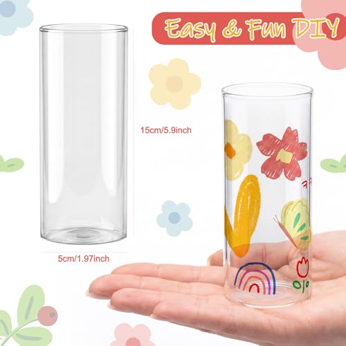 Cinrobiye 6 Set Glass Vase Craft Kit, Paint a Vase DIY Decorative Glass Jar Set for Flower Arrangement, Home Decor and Wedding Table Centerpieces