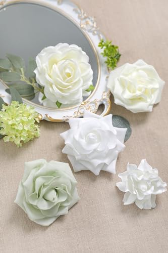 YYHUAWU Artificial Flowers Combo Set Fake Flower Leaf Box with Stems for DIY Wedding Bouquets Centerpieces Arrangements Baby Shower Party Home Decorations - color: Light Green