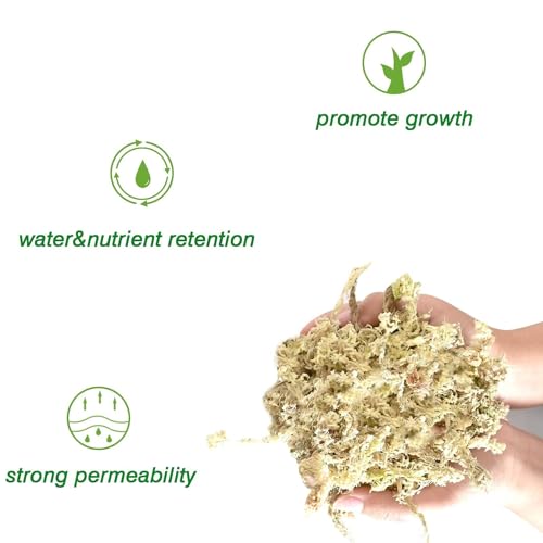 Halatool 6OZ Natural Sphagnum Moss for Plants 8 QT Premium Peat Moss Dried Long Fiber Orchid Moss for Orchid Repotting Carnivorous Succulents Garden Flowers Crafts Terrarium and Reptiles - size: 8 qt (0.4 lbs)