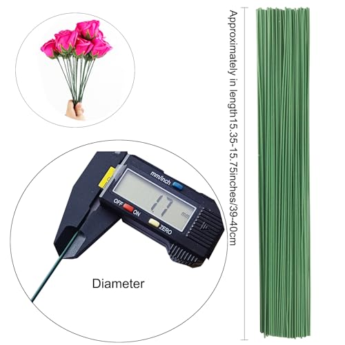 Arlai 18 Gauge DIY Craft Flower Stems Diameter 1.7mm Dark Green Artificial Flower Stems 16 Inch 50PCS Party Decoration Plastic Flower Sticks - DIY Vase Filler Wrapped Stems - color: 50 pcs 18 Gauge Dark green flower wire