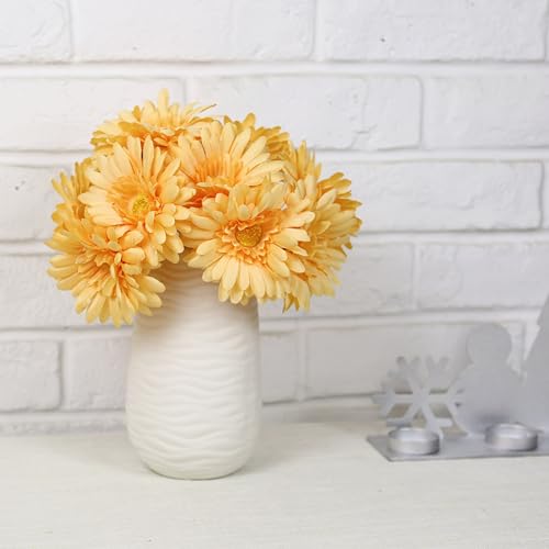 TOPIA Artificial African Daisies Flowers African Daisy Silk Flowers Artificial Gerbera Daisies Pack of 10 (Champagne) - color: Champagne, size: 10pcs